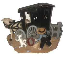 Placa de pared Amish plástico caballo buggy burwood imagen dimensional de colección - Imagen 1 de 7
