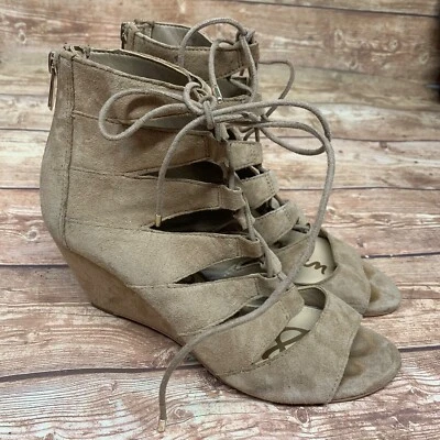 Sam Edelman Santina Gladiator Tan Suede Wedge Sandals Shoes Size US 7 / EUR 37 — 第 1/4 张图片
