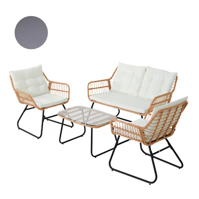 SVITA Balkonmöbel-Set Polyrattan Sitzgruppe Outdoor 4-tlg. Gartenlounge