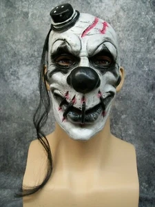 Creepy Scary Clown Mask Fractured Stitched Face Reject Twisted Circus Goth Mime - Picture 1 of 12