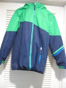 Lands' End Green/Blue Winter Waterproof Hooded Coat Youth Boys M 10/12 - Picture 1 of 8