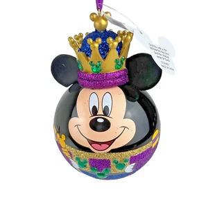 Disney Parks Mickey Mouse Nussknacker König lila Glaskugel Ornament m. Etikett - Bild 1 von 6