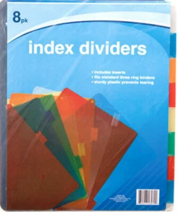 Jot Plastic 3-Ring Binder Index Dividers with Tabs Mixed Colors ~ 1 Pack  - Foto 1 di 2