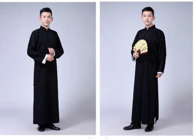 Batas de diafonía estilo chino para hombre disfraz vestido largo chaqueta túnica Changshan escenario Foto 1 de 4