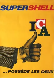 Poster originale d'epoca SHELL OLIO MOTORE AUTOMOBILE c. 1960 - Foto 1 di 1