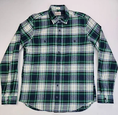 J. Crew Classic Size LT Mid Weight Flannel Mens Green White Navy Cotton Shirt - Image 1 of 4