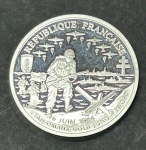 1993 D-Day Landing French Commemorative 1 Franc Silver Dollar - Picture 1 of 2