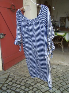 STREET ONE SOMMERKLEID Gr.40 CARMEN Ausschnitt blau weiß, ohne Mat.-Etikett - Bild 1 von 6