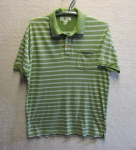 Ruff Hewn Well Worn Men's Polo Shirt Size M Green With Gray Stripes Short Sleeve - Picture 1 of 5