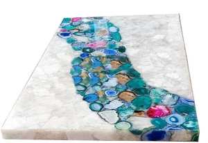 Rectagle White Agate Top Dining Console Table, Home Interior, Agate Table Tops - Picture 1 of 3