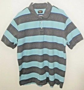 Foundry Gray Aqua Blue Striped Polo Shirt Men's Size XLT 100% Cotton - Picture 1 of 3
