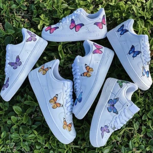 Nike Air Force 1 Personalizado Rosa Púrpura Azul Naranja Mariposa Zapatos Hombres Mujeres Niños - Imagen 1 de 12