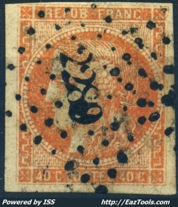 FRANCE BORDEAUX 40c ORANGE N° 48 AVEC OBLITERATION PC 2289 NOLAY COTE D'OR - Picture 1 of 2