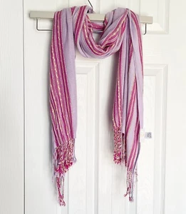 C by Bloomingdale's Damen Schal Halstuch 70x20 in rosa Streifen - Bild 1 von 8