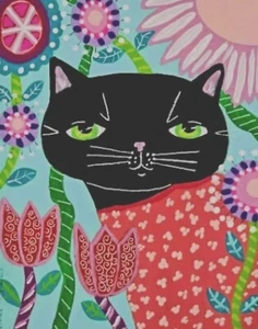 Buy 2 Get the 3rd FREE, 11 x 14, Art PRINTS, Wall Art, Cat Art Print, Black Cat - Picture 1 of 3