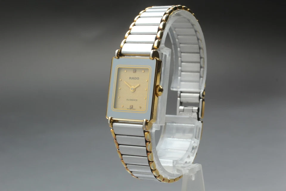 [Near MINT] Rado Florence 204.3631.2 Gold 2 Stones Tank Womens Qz Watch JAPAN - Image 1 of 4