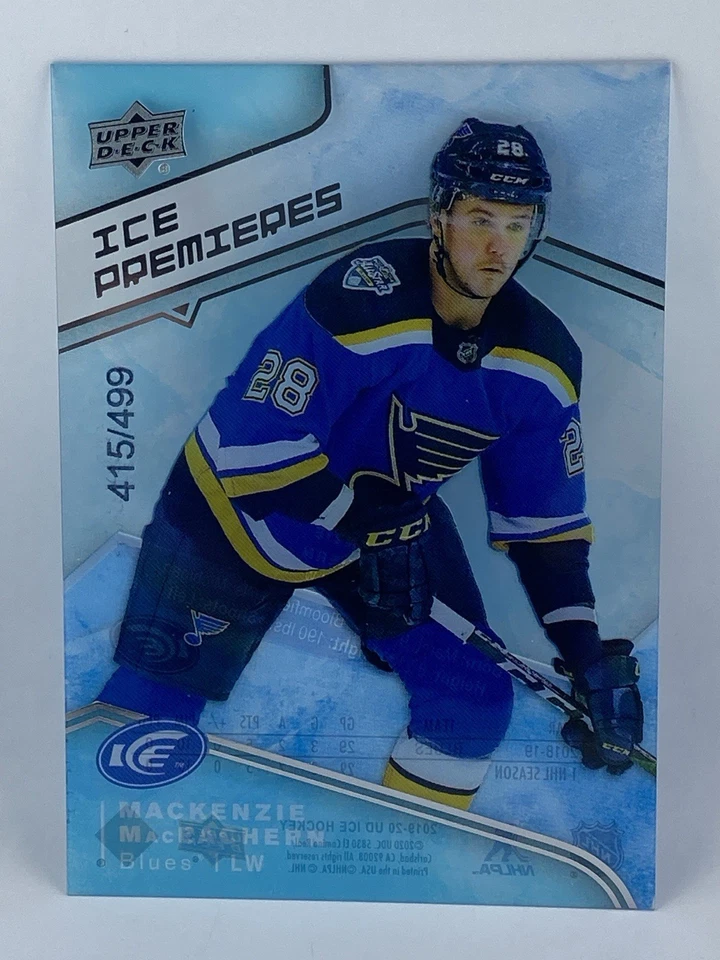 2019-20 UD ICE Premieres Mackenzie MacEachern RC /499 #84 Blues - Image 1 of 2