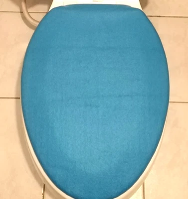 Ocen синяя крышка унитаза флисовая ткань овальная подходит к удлиненным крышкам - Изображение 1 из 2