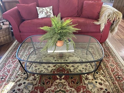 Juego de mesas auxiliares y de café de vidrio Roma Pottery Barn, excelente estado Foto 1 de 4