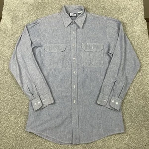 Camicia Sears Fieldmaster uomo LT alta blu chambray con bottoni vintage anni 80 made in USA - Foto 1 di 11