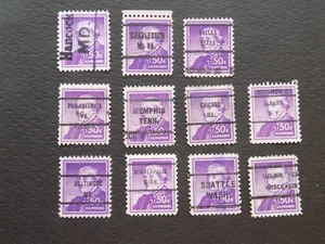 USED COLL'N of (11) PRECANCEL stamps-WITH DIFFERENT CITIES-50 C S. ANTHONY - Picture 1 of 2