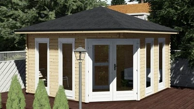 Saunahaus Gartensauna 4x4 Gartenhaus Sauna Haus Holz Garten Außensauna mit Ofen - Bild 1 von 4
