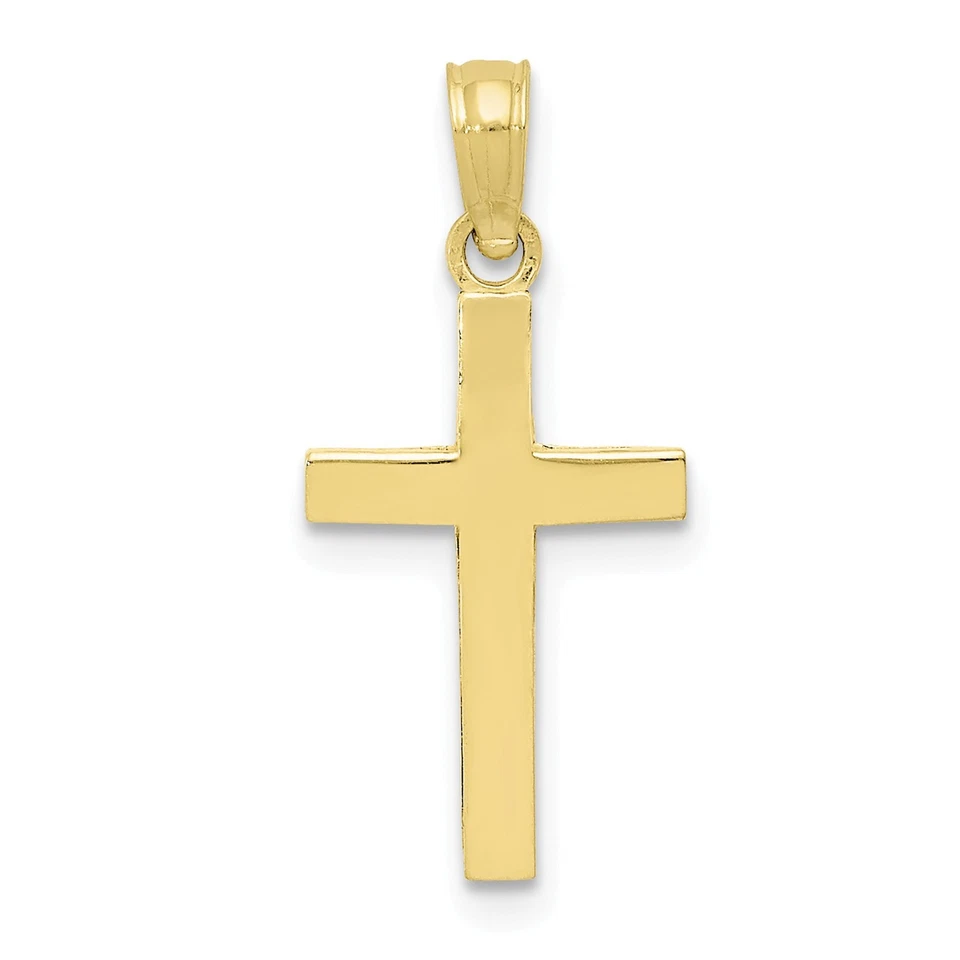 10k White Gold Polished Beveled Cross W/ Round Tips Pendant 10k8524w