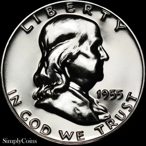 1955 Franklin Half Dollar PROOF GEM Uncirculated Silver Coin From Set US Mint MQ - Picture 1 of 8