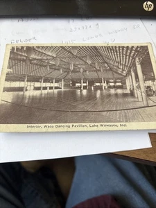 De colección 1929 Rppc Interior Waco Dancing Pavilion Lake Wawasee Indiana - Imagen 1 de 4