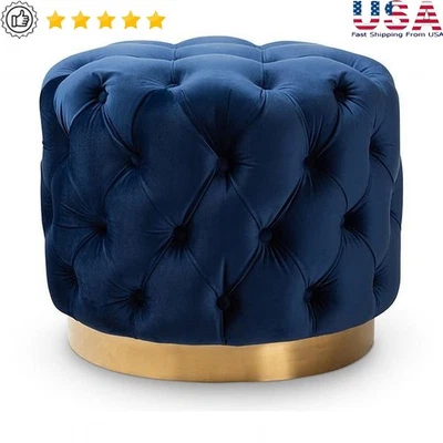 Reposapiés otomano de terciopelo dorado contemporáneo decoración asientos adicionales nuevo Foto 1 de 4