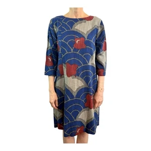 TOAST Size 12 (8 US) Blue & Red Print Cotton Blend Shift Dress UK Designer - Picture 1 of 24