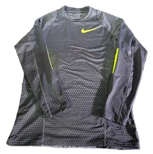 Nike Pro Hyperwarm Camicia Uomo Grande Grigio Fitted Geometrica Abbigliamento Sportivo Performance - Foto 1 di 13