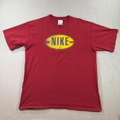 VTG Nike Rugby T Shirt Mens Large Red MADE IN USA Short Sleeve Graphic Tee Foto 1 de 4