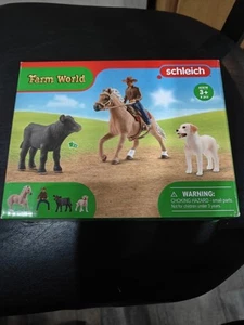ER4 - Schleich 6 Stück Farm World 42578 3+ Pferd Kuh Hund Bauer - Bild 1 von 3