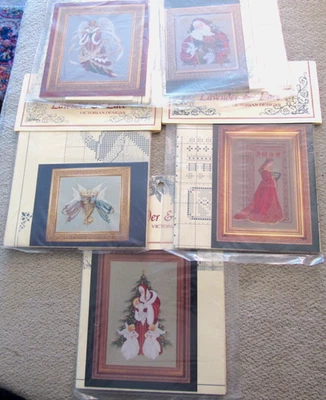 Lavender and Lace Cross stitch Charts Lot of 5 Christmas Holiday/Santa/Angel - Image 1 of 4