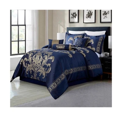 Chezmoi Collection 7-Piece Jacquard Floral Comforter Set (California King, Na... - Image 1 of 4