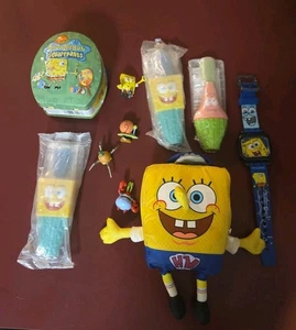 Vtg Nickelodeon SpongeBob SquarePants Plush Tin Candy Pencil Toppers - Picture 1 of 4