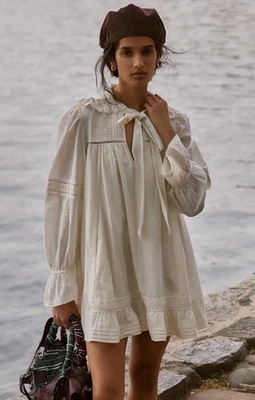 Mini Vestido Free People 5 Reloj Tea Time Mujer Campesina Pradera Encantador Nuevo Foto 1 de 4