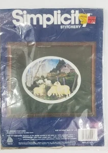 Vintage Simplicity Stitchery Pastos más verdes bordado crewel kit 05019 9"x12" - Imagen 1 de 2