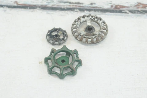 3 Vintage Water Valve Faucet Handles Knobs Steampunk Spigot Handles Hose #10 Cover