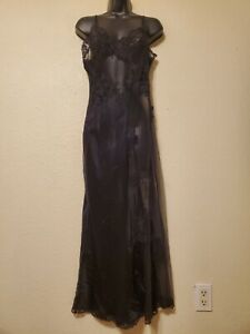 VTG Jacalyn Bennett Fredricks Hollywood Black Silk lace & Nylon Mesh slip dress