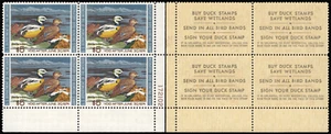 UNITED STATES-1973- Hunting Permit $5 Steller's Elders-Sc# RW40-Blk x 4-MNH OG - Picture 1 of 3