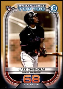 Jazz Chisholm 2021 Bowman 5x7 Scout's Top 100 Gold #BTP-68 7/10 Marlins - Picture 1 of 2
