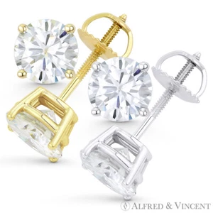 Pendientes de tachuelas Forever Brilliant de corte redondo moissanita oro 14k de 1,50 quilates - Imagen 1 de 4