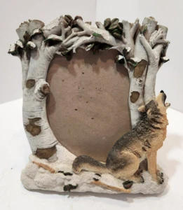 Marco de fotos de cerámica elevado en 3D 4x6 con cabaña rústica Houlling Wolf estilo rural - Imagen 1 de 14