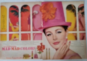 1963 Max Factor California mad mad colors pink lipstick lips cosmetic ad  - Picture 1 of 1