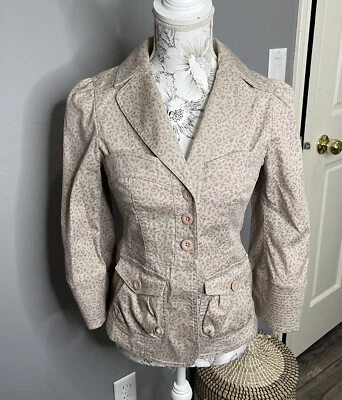 Chaqueta Blazer Marc by Marc Jacobs Rosa Claro Marrón Estampado Leopardo Botón Talla 2 Foto 1 de 4