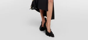 Balenciaga Marie Allover Bow Pumps Women's 37/7US Black Pointed Toe Slip On~ - Picture 1 of 16