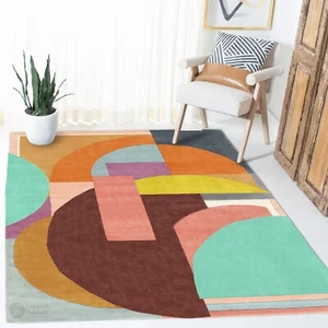 Contemporary Rug, Handmade Carpet, 12x18 Geometric Pattern Rug, Dining Room - Picture 1 of 6