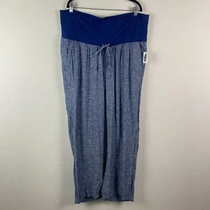 Old Navy Maternity Linen-Blend Wide-Leg Pants Womens Size XL Chambray Blue - Picture 1 of 10